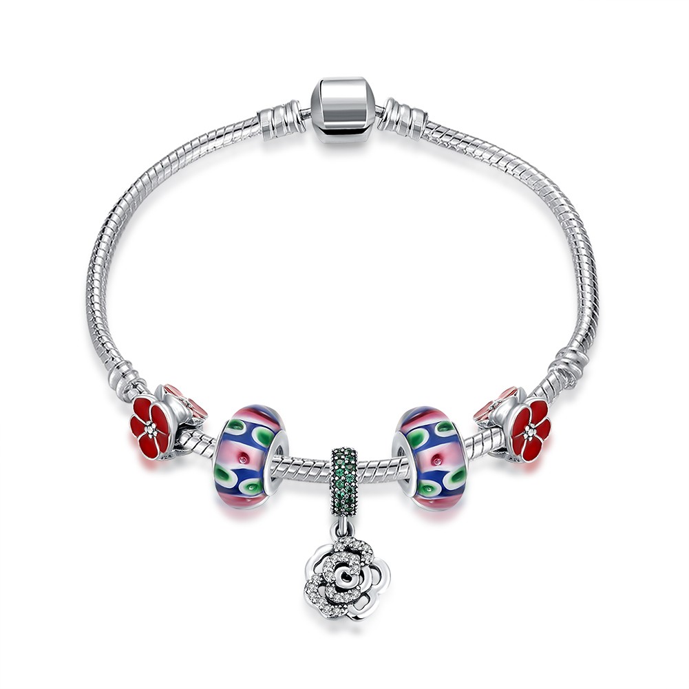 Rouge Accessories Fleur Pendant S925 Argent Bracelets