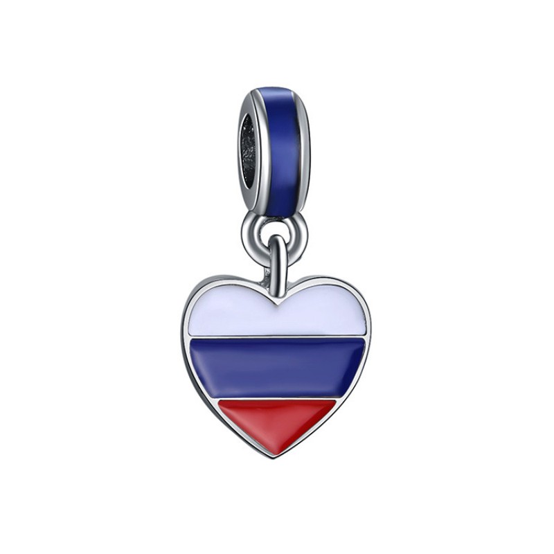 Russian Flag Breloque Argent Sterling