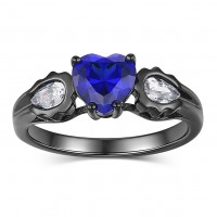 Coupe Coeur Saphir Bleu s925 Argent Bagues de Promesse pour Elle