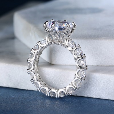Round Cut White Sapphire Sterling Silver Engagement Rings
