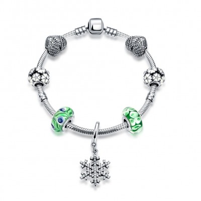 Coeurs Snowflake Cyan Accessories S925 Argent Bracelets
