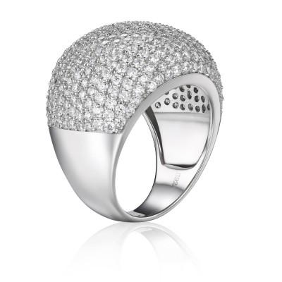 Luxe Coupe Ronde Gemme Argent Sterling Bague Cocktail