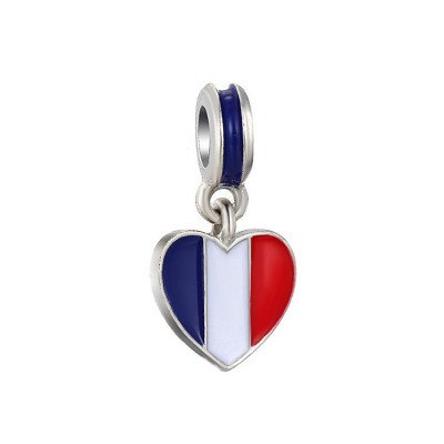 French Flag Breloque Argent Sterling