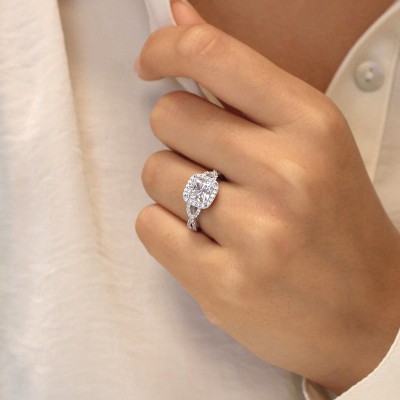 Coupe Princesse Diamant Blanc 925 Argent Sterling Infinity Halo Bagues de Fiançailles