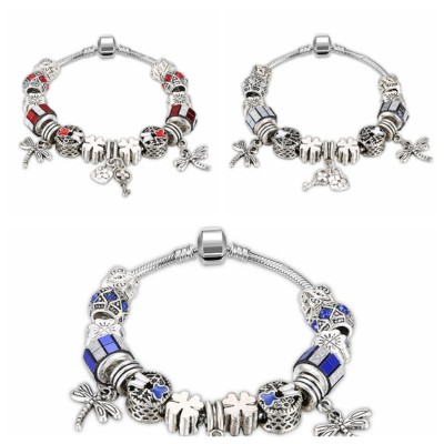 Aigue-marine/Rouge/Blanc/Bleu Argent Titane Bracelets