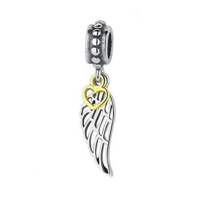 Wing of Angel Coeur Breloque Argent Sterling