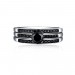 Round Cut 925 Sterling Silver Black Sapphire 3 Piece Ring Sets