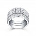 Emerald Cut S925 White Sapphire 3-Stone 3 Piece Ring Sets