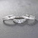 Emerald Cut S925 White Sapphire 3-Stone 3 Piece Ring Sets
