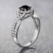 Round Cut Black & White Sapphire S925 Silver Halo Engagement Rings