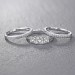Princess Cut 925 Sterling Silver White Sapphire 3 Piece 3-Stone Ring Sets