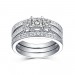 Princess Cut 925 Sterling Silver White Sapphire 3 Piece Ring Sets
