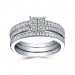 Princess & Round Cut 925 Sterling Silver White Sapphire 3 Piece Ring Sets