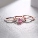 Round Cut Pink Sapphire Rose Gold 925 Sterling Silver 3 Piece Ring Sets