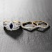 Marquise Cut Gold S925 White Sapphire & Sapphire 3 Piece Halo Ring Sets