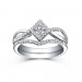Princess Cut 925 Sterling Silver White Sapphire Halo Ring Sets