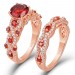 Round Cut Ruby 925 Sterling Silver Rose Gold Art Deco Bridal Sets