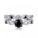 Round Cut Black & White Sapphire 925 Sterling Silver Ring Sets