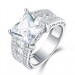 White Sapphire Princess Cut 925 Sterling Silver Engagement Rings