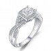 Princess Cut White Sapphire Sterling Silver Halo Engagement Rings
