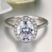 Oval Cut White Sapphire Sterling Silver Halo Engagement Rings