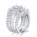 Emerald Cut White Sapphire 925 Sterling Silver 3-Piece Ring Sets