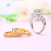 Round Cut White Sapphire 925 Sterling Silver Gold 3 Piece Ring Sets