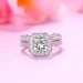 Princess Cut White Sapphire 925 Sterling Silver Halo Ring Sets