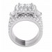 Princess Cut White Sapphire 925 Sterling Silver 3-Piece Halo Bridal Sets