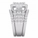Princess Cut White Sapphire 925 Sterling Silver 3-Piece Halo Bridal Sets