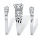 Round Cut White Sapphire Sterling Silver 3-Piece Bridal Sets