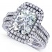 Radiant Cut White Sapphire Sterling Silver Halo 3-Piece Bridal Sets
