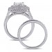Princess Cut White Sapphire Sterling Silver Halo Bridal Sets