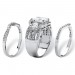 Princess Cut White Sapphire Sterling Silver 3-Stone Trio Bridal Sets