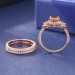Vintage Design Emerald Cut Rose Gold Halo Wedding Ring Set