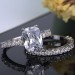 Radiant Cut White Sapphire Unique Bridal Ring Sets
