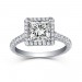 Halo Cushion Cut 925 Sterling Silver White Sapphire Engagement Rings