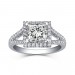 Cushion Cut Halo 925 Sterling Silver White Sapphire Engagement Rings