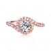 Round Cut White Sapphire Rose Gold 925 Sterling Silver Halo Engagement Rings