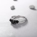 Round Cut S925 Silver Black Sapphire 3-Stone Engagement Rings
