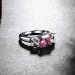 Princess Cut 925 Sterling Silver Three Stone Pink & White Sapphire Engagement Rings