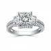 Princess Cut Three-Stone White Sapphire 925 Sterling Silver Engagement Rings