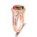 Oval Cut Watermelon 925 Sterling Silver Rose Gold Halo Engagement Ring