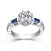 Round Cut S925 Silver Sapphire & White Sapphire Engagement Rings