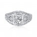 Round Cut S925 Silver White Sapphire Art Deco Engagement Rings