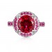 Round Cut Ruby S925 Silver Halo Engagement Rings