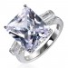 Radiant Cut White Sapphire Sterling Silver 3-Stone Engagement Rings