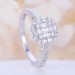 Unique White Sapphire Halo Engagement Ring