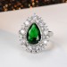 Pear Cut Halo Green Sapphire Engagement Ring