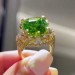 Floral Emerald Cut Peridot 925 Sterling Silver Yellow Gold Art Deco Engagement Ring